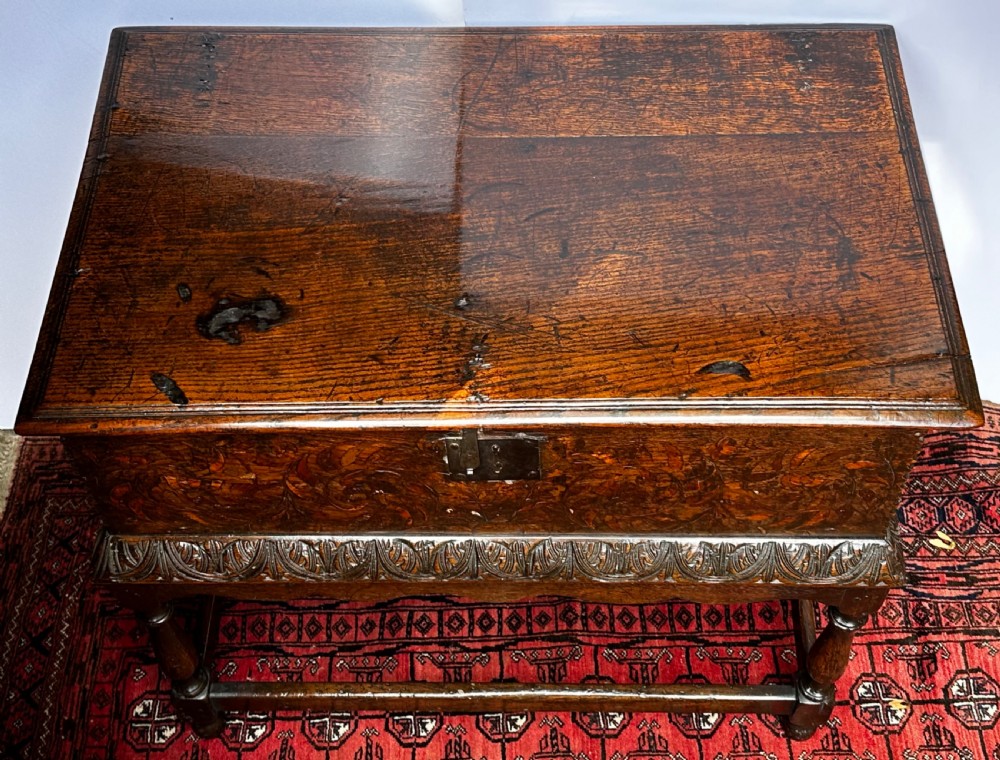 17th Century Oak Bible Box on Later Stand View XVI