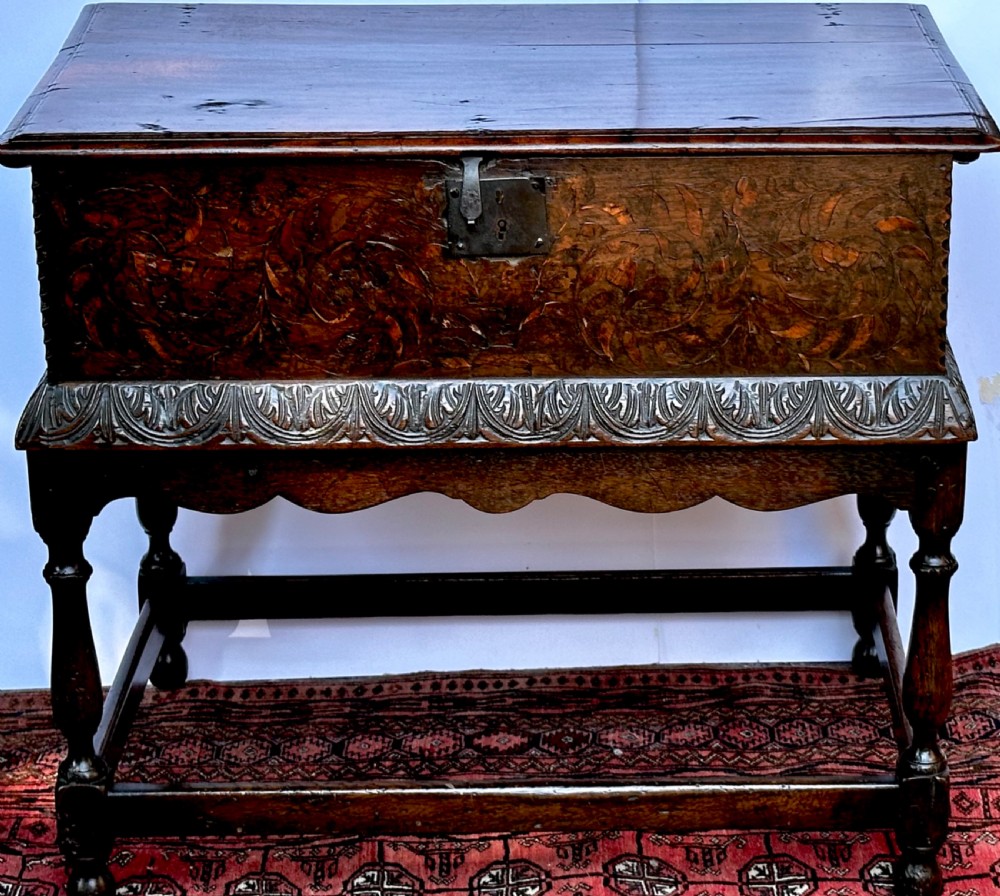 17th Century Oak Bible Box on Later Stand View XVIII