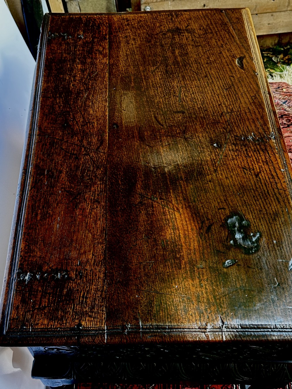 17th Century Oak Bible Box on Later Stand View XXI