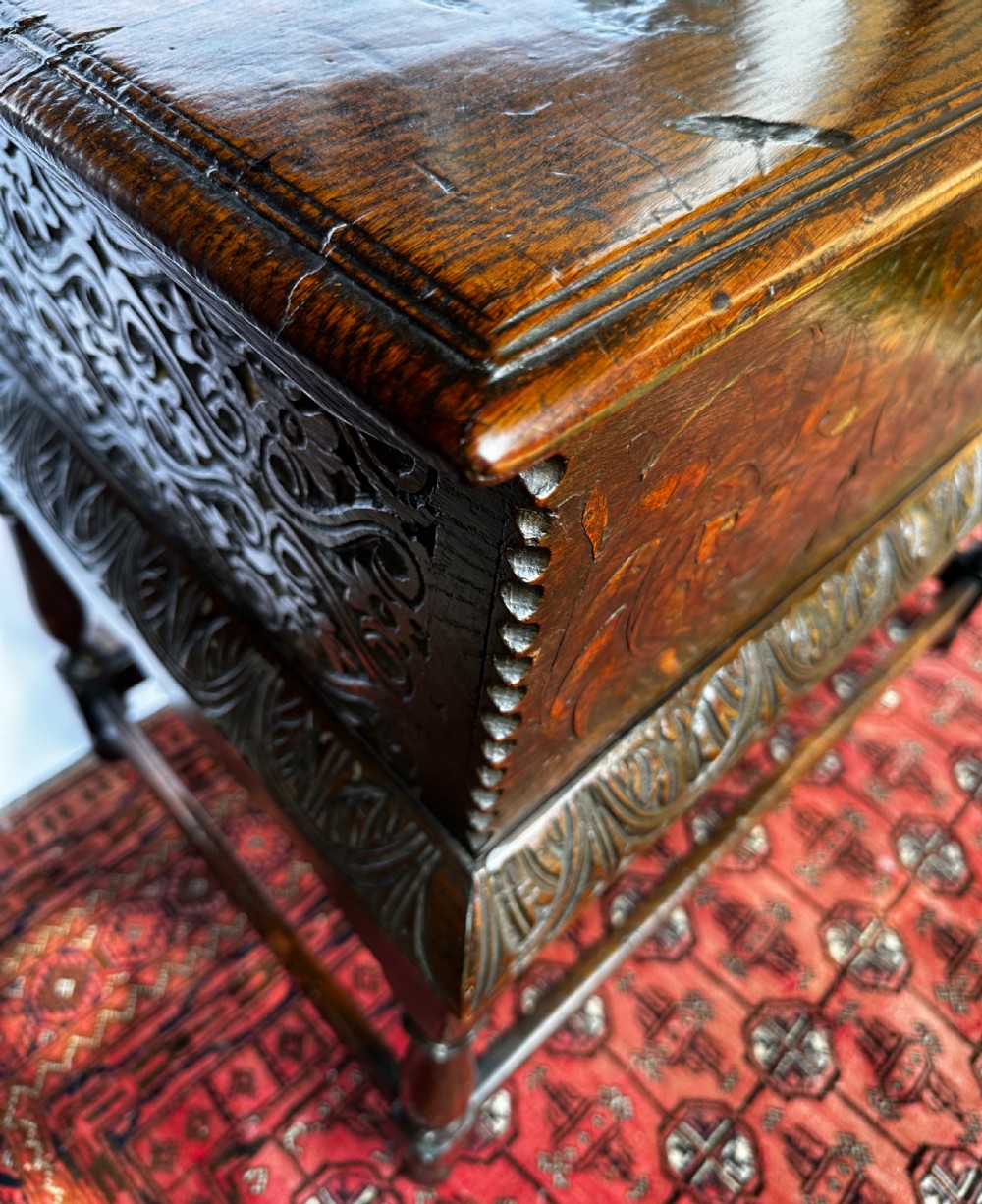 17th Century Oak Bible Box on Later Stand View XXVI