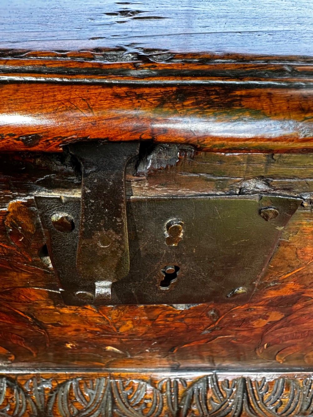 17th Century Oak Bible Box on Later Stand View XXX