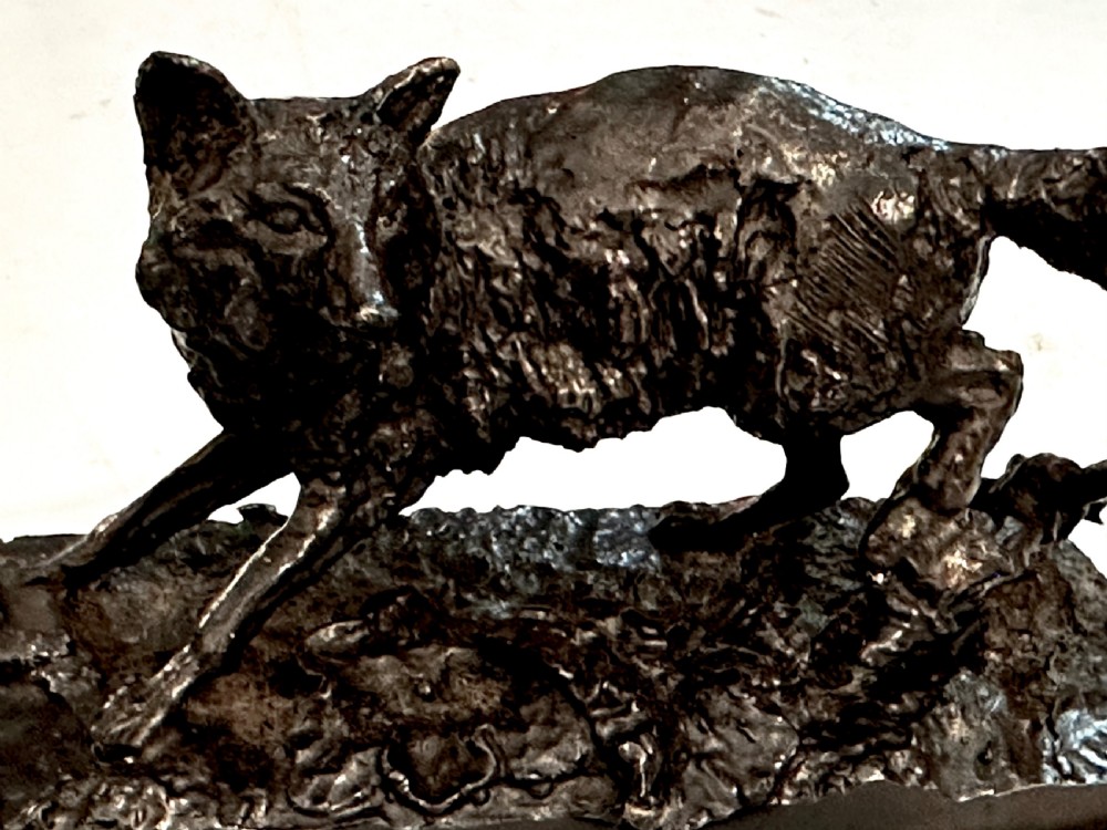 Bronze of Fox by Pierre Jules Mene. (1810-1879) View III