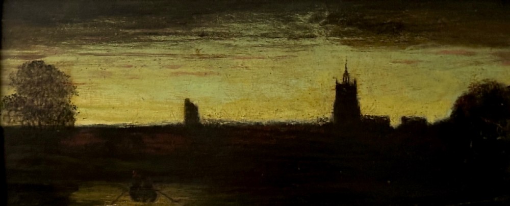 Oil on Panel depicting Sudbury at Twilight View II