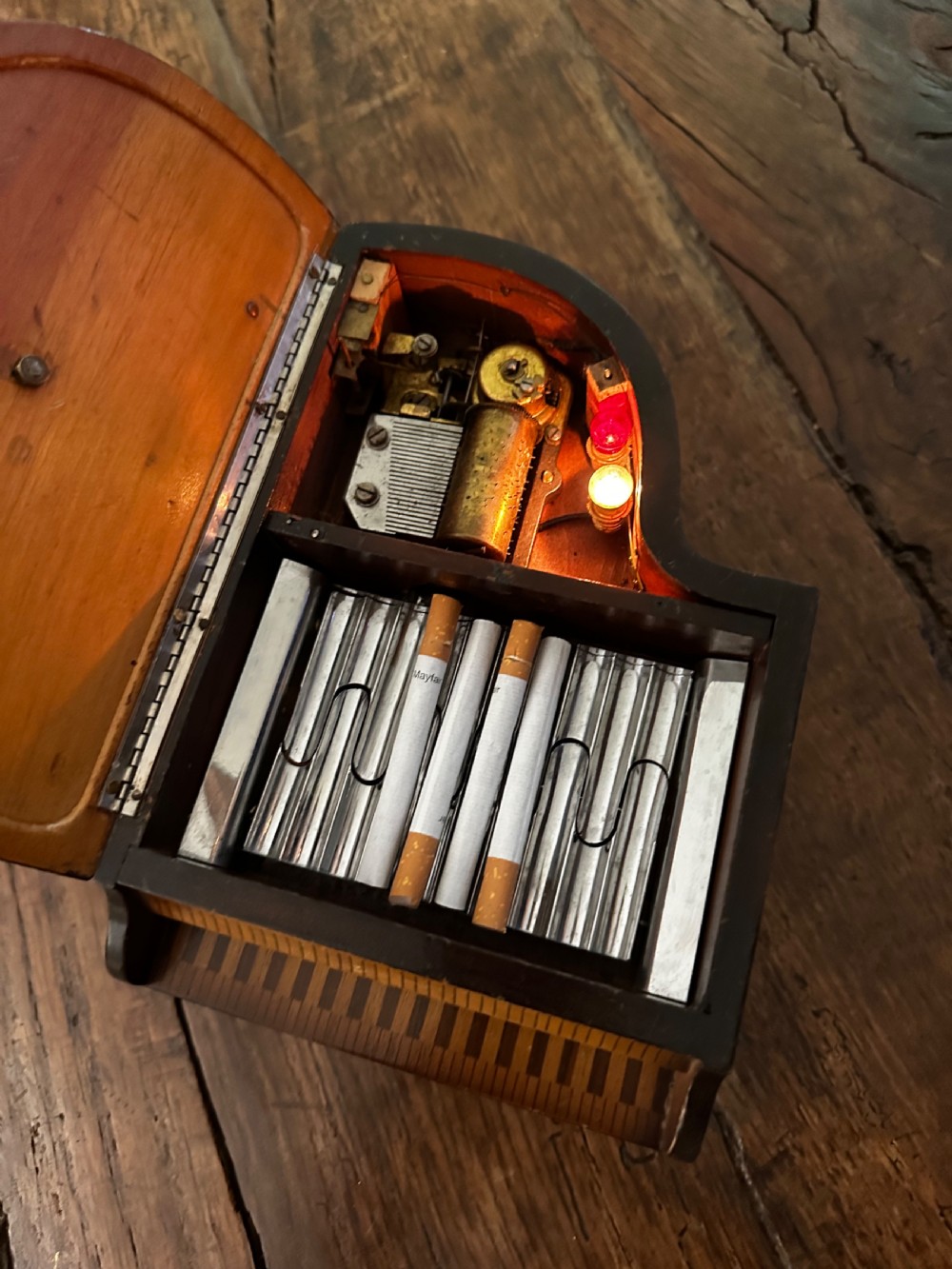 Art Deco Musical Cigarette Box in the form of a Piano View VIII