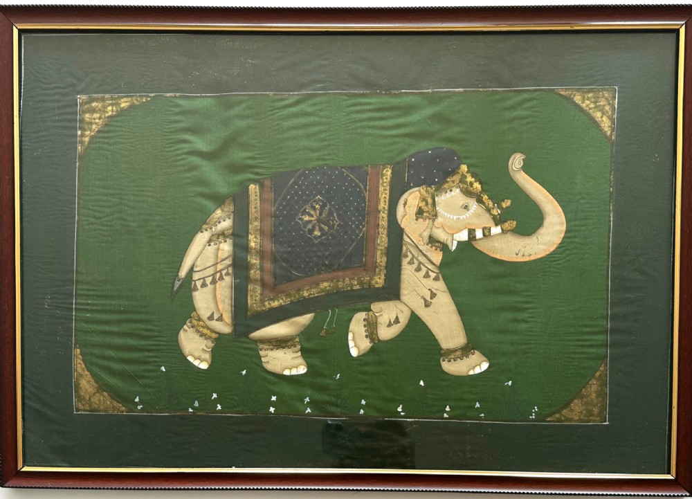 Pair of  Elephants Painted on Silk View VI