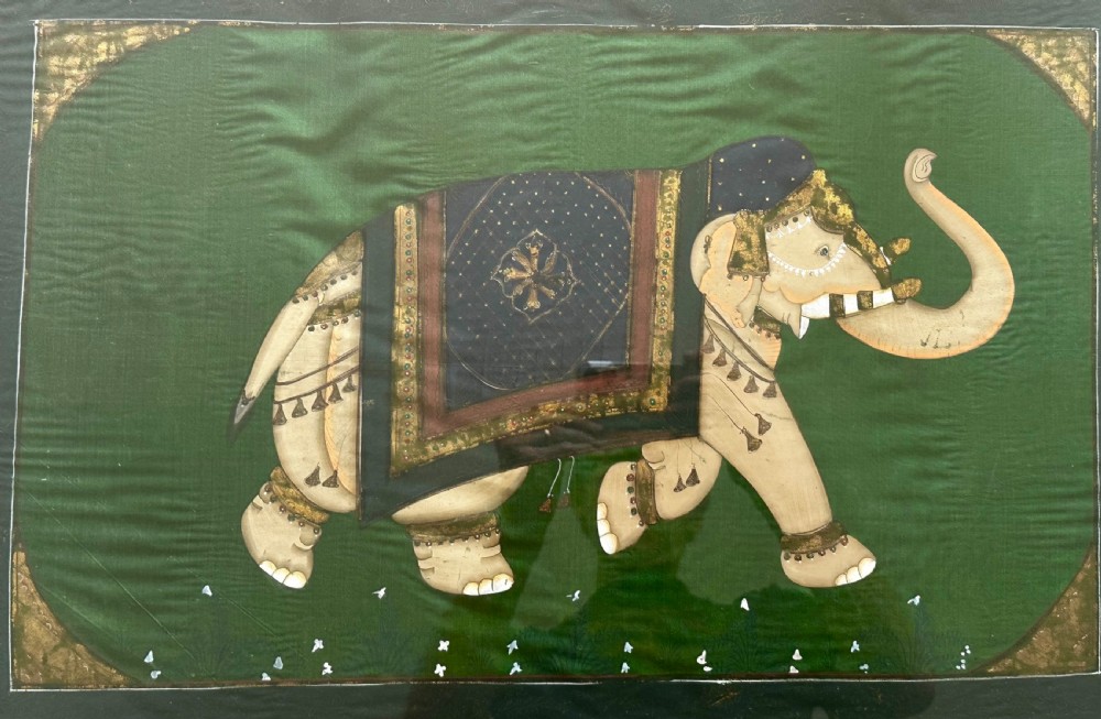 Pair of  Elephants Painted on Silk View VII