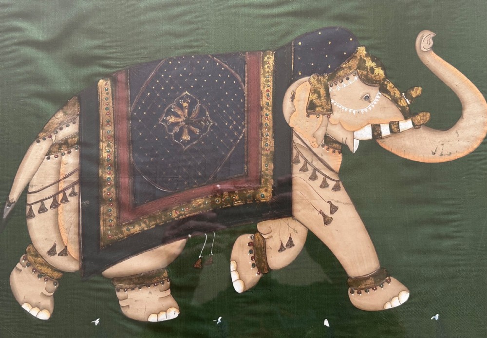 Pair of  Elephants Painted on Silk View VIII
