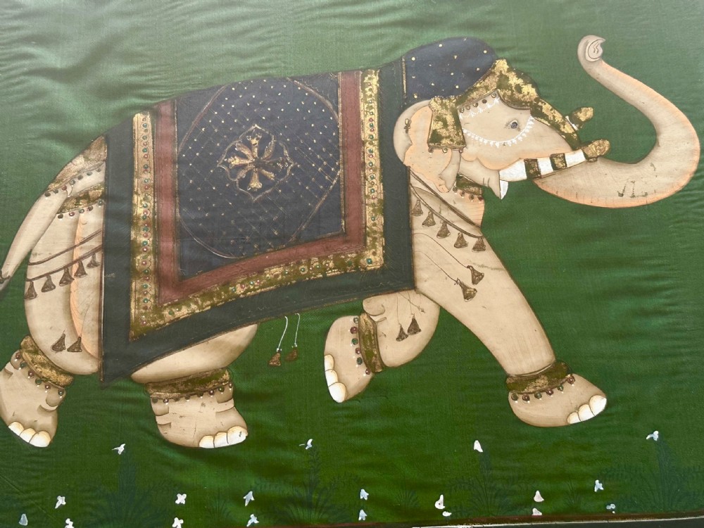 Pair of  Elephants Painted on Silk View X