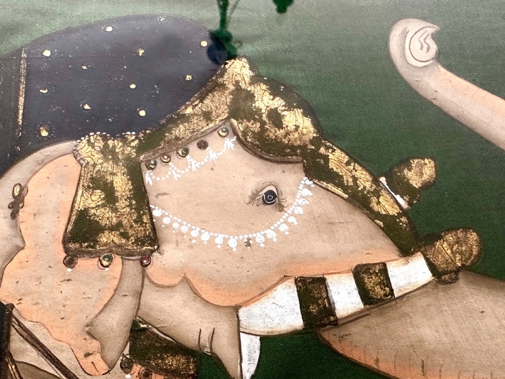 Pair of  Elephants Painted on Silk View XI
