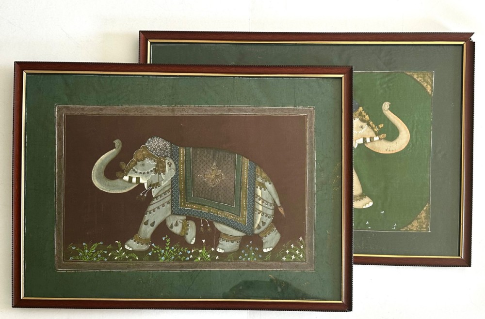 Pair of  Elephants Painted on Silk View XIII