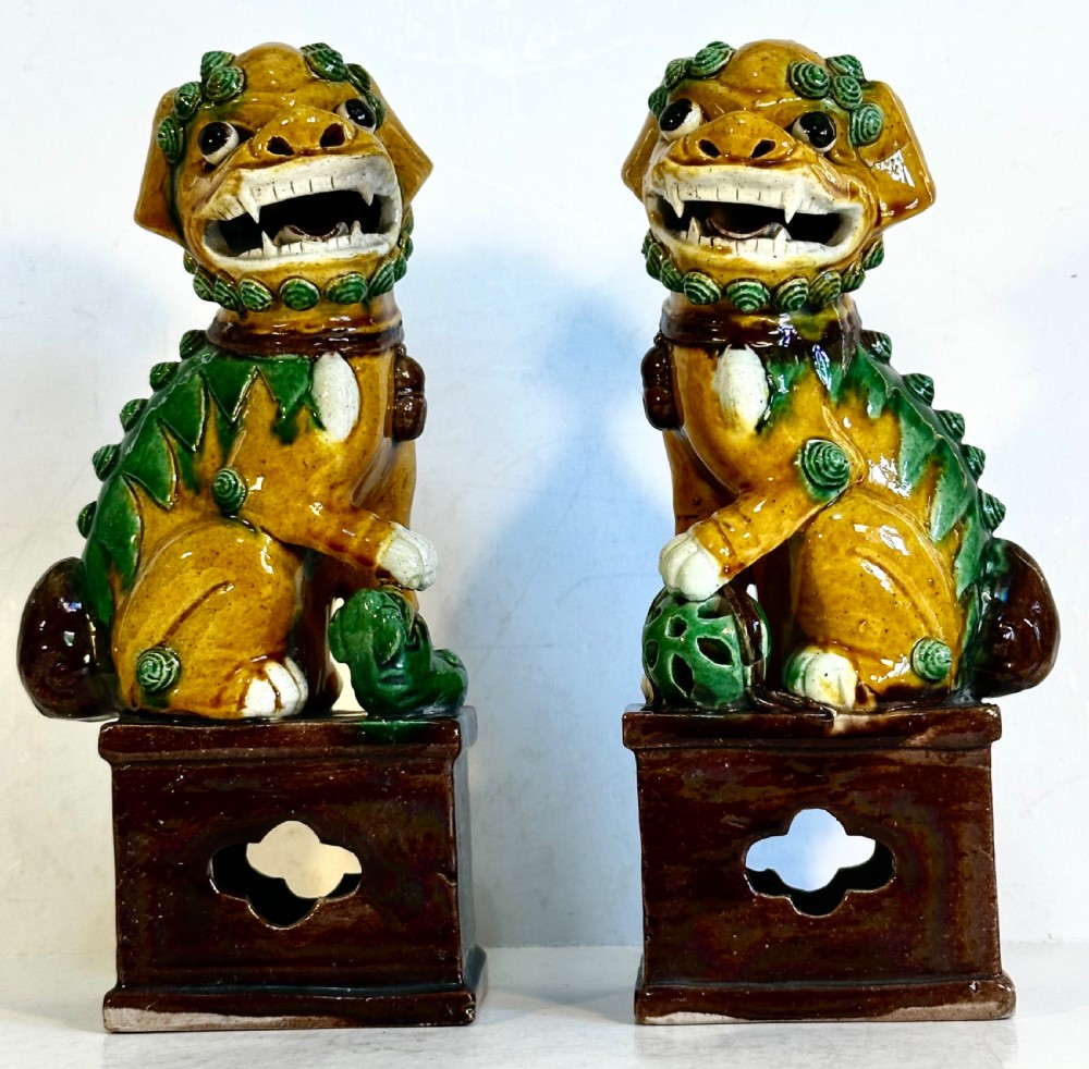 Pair of Chinese Buddhist Temple Lions.