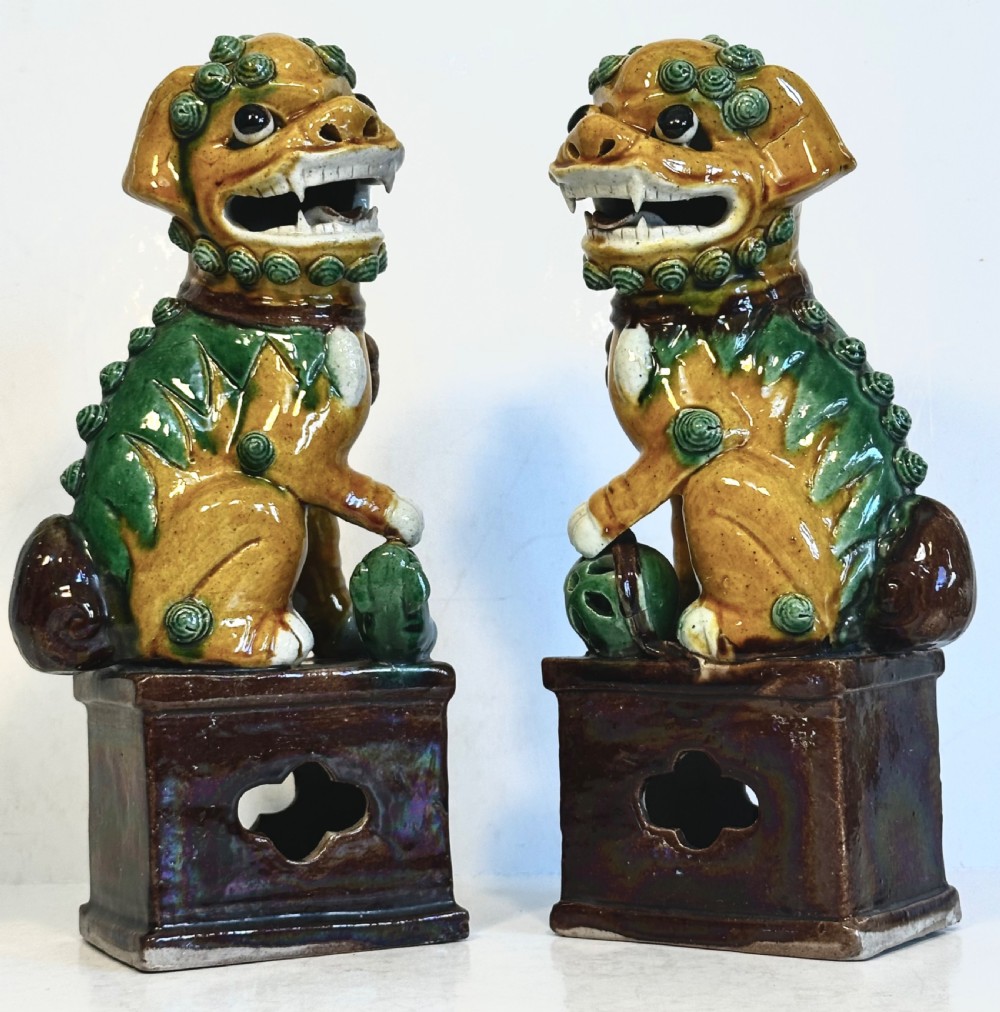 Pair of Chinese Buddhist Temple Lions. View II