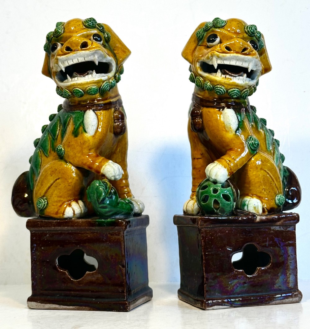 Pair of Chinese Buddhist Temple Lions. View IV