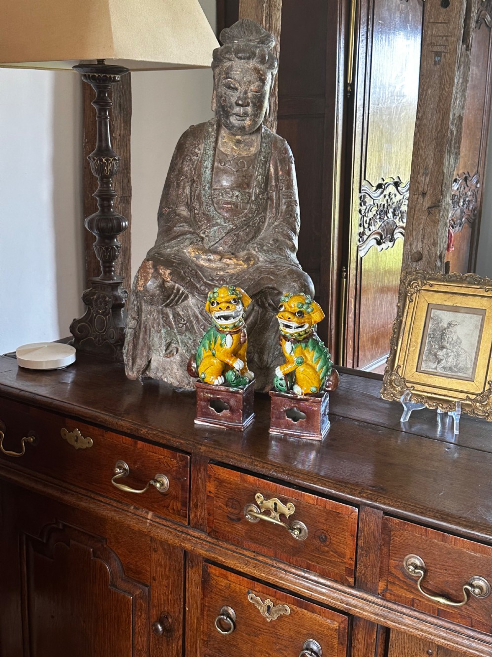 Pair of Chinese Buddhist Temple Lions. View X