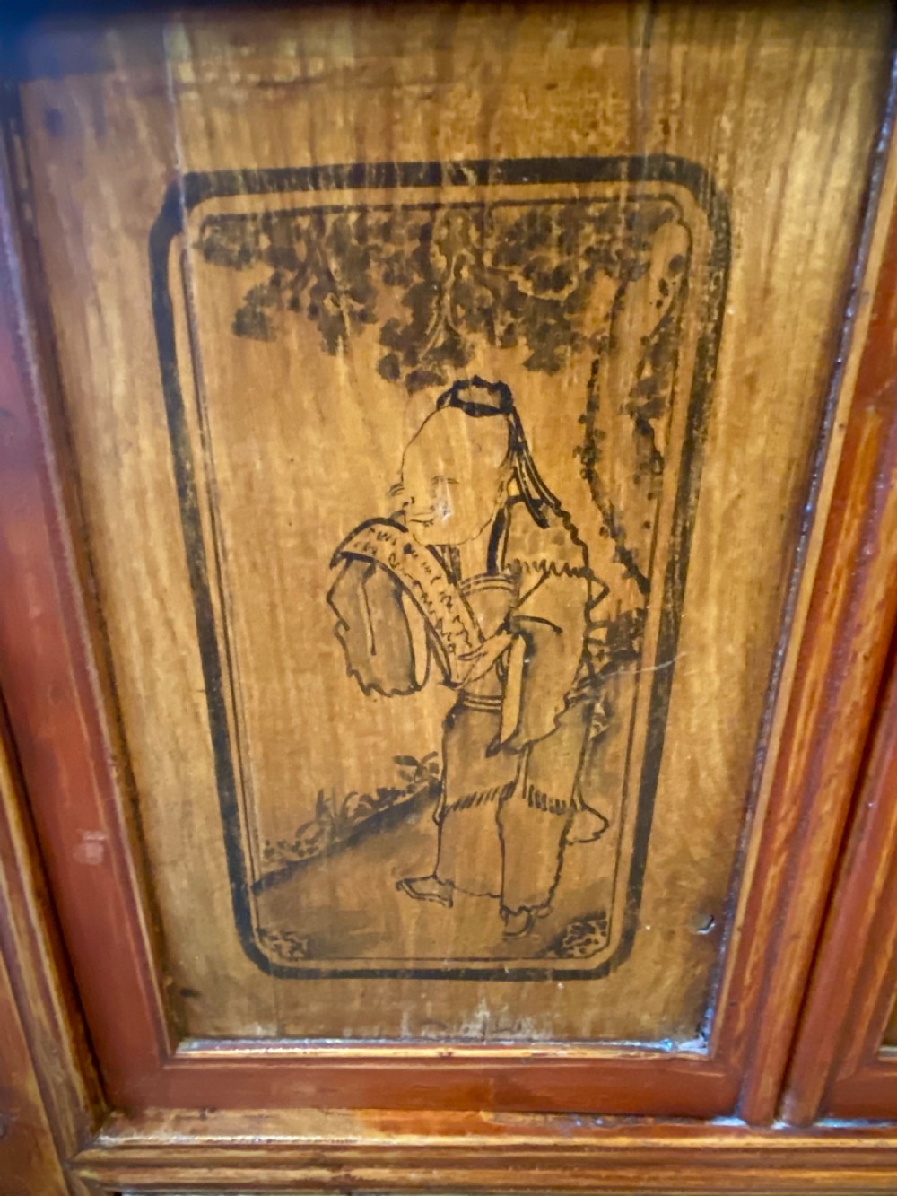 Chinese Painted Wedding Cabinet, Late Qing dynasty View XIV