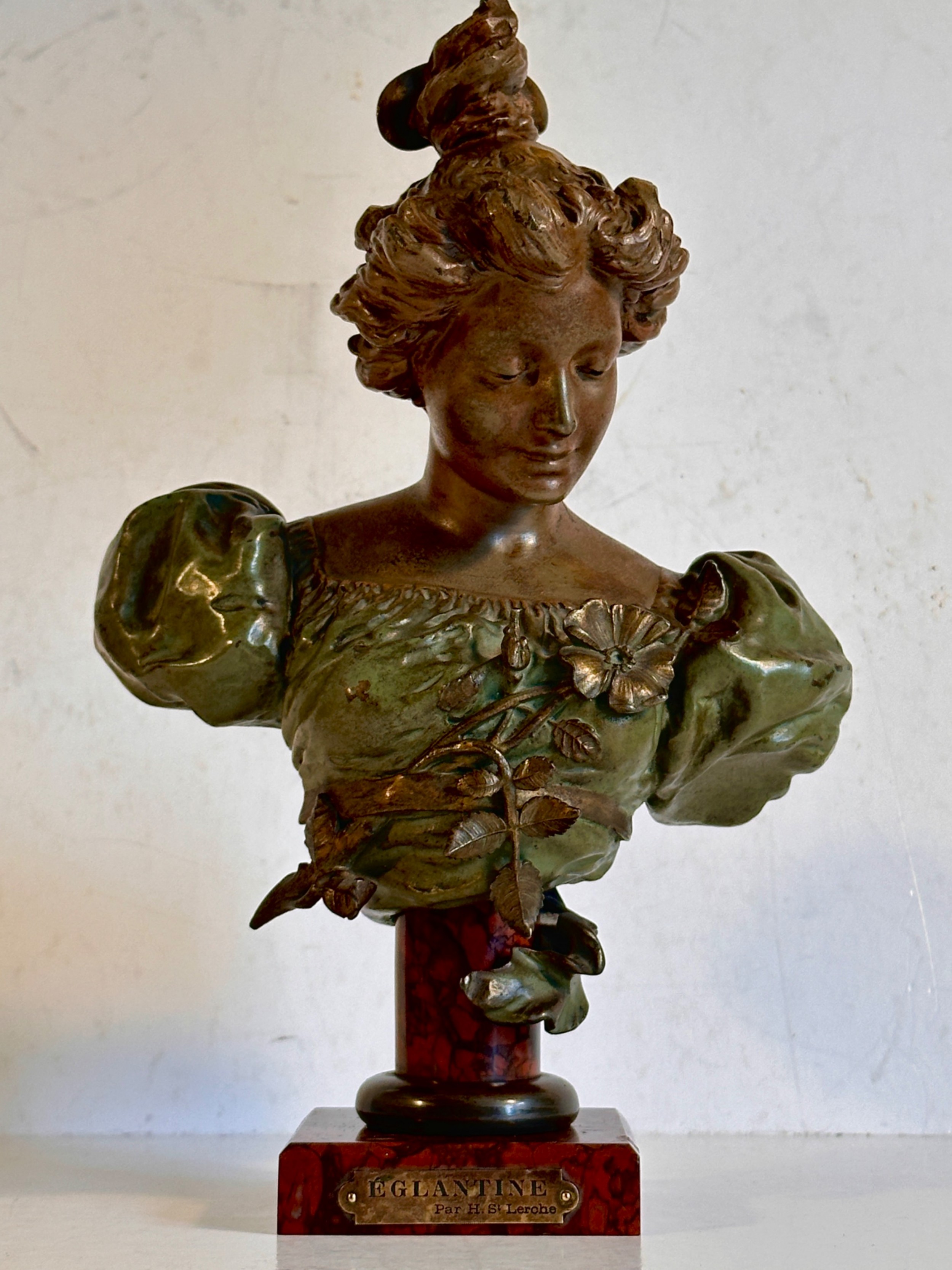 Cold Painted Art Nouveau Bronze Bust by Hans Stoltenberg Lerche  (1867-1920)