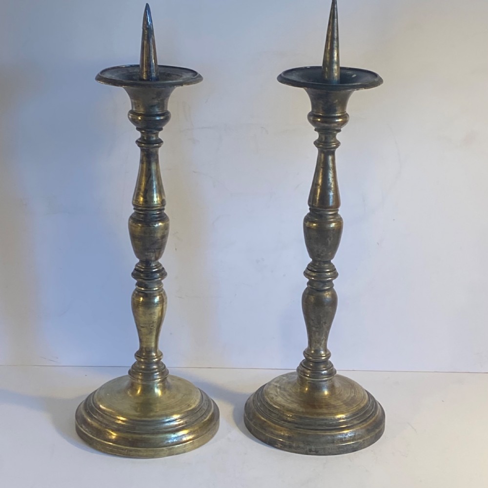 Pair of Bronze Church Candlesticks
