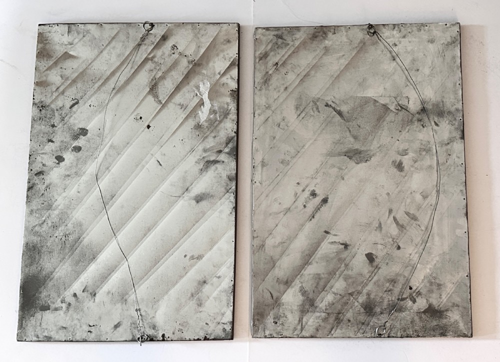 Pair of Oils on Silk of Elephants View IX