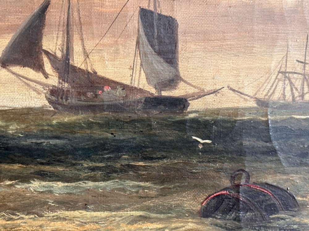 Oil on Canvas of a Maritime Theme at Sunset by William Rogers. View IV