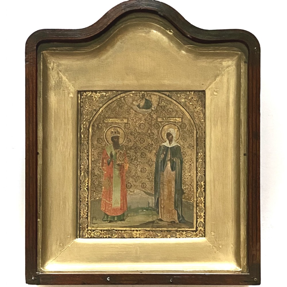 Russian Orthodox Icon depicting Saints  Alexander and  Irina.