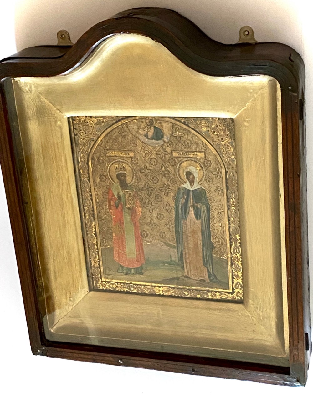 Russian Orthodox Icon depicting Saints  Alexander and  Irina. View II