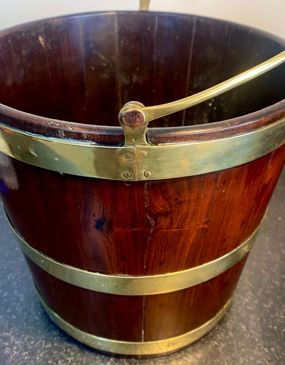 Georgian Irish Peat Bucket with Brass Liner View V