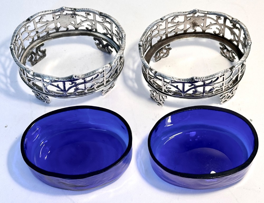 Pair of Georgian Silver Salts with Glass Liners  View III