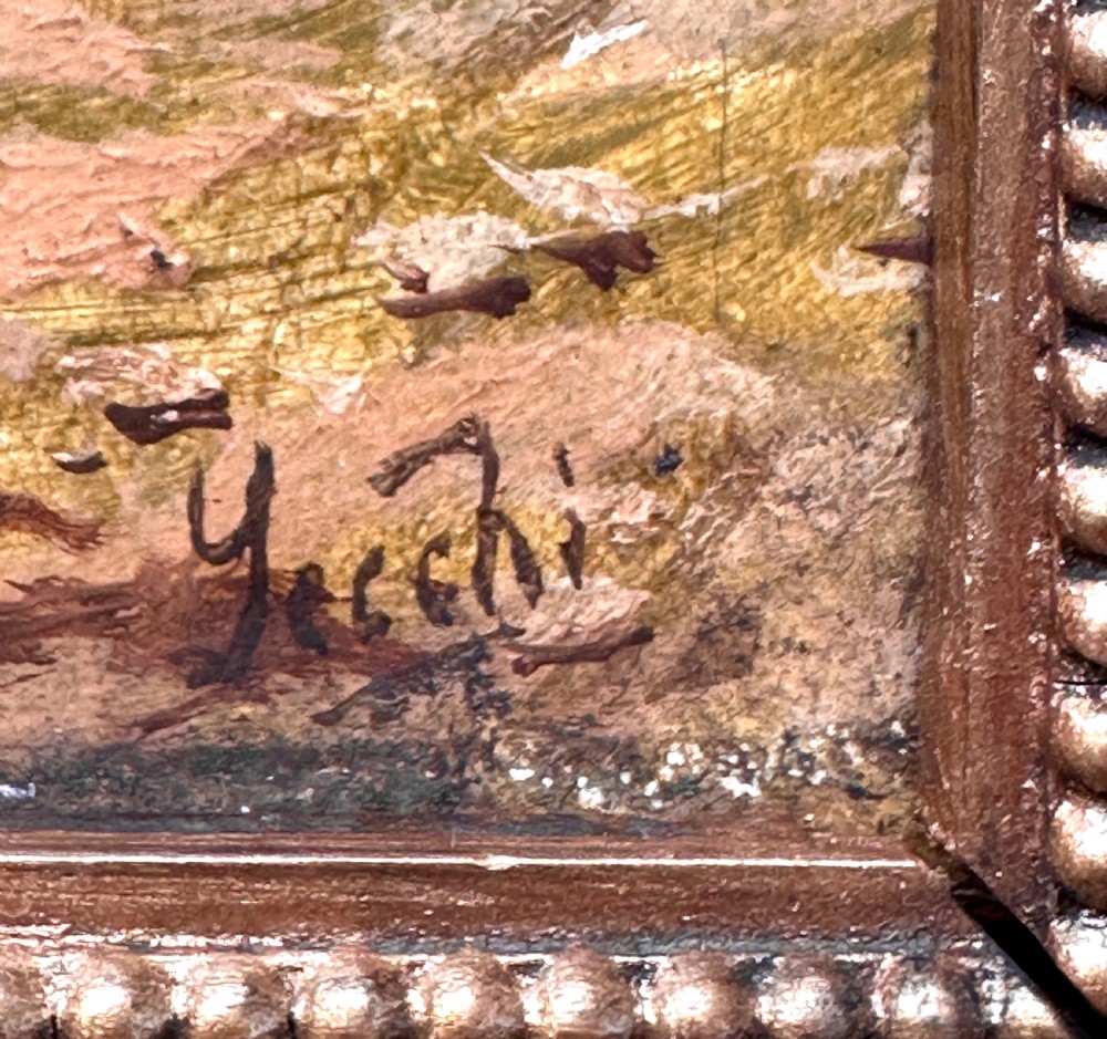 Grand Tour Oil on panel depicting The Nile with the Pyramids  View III
