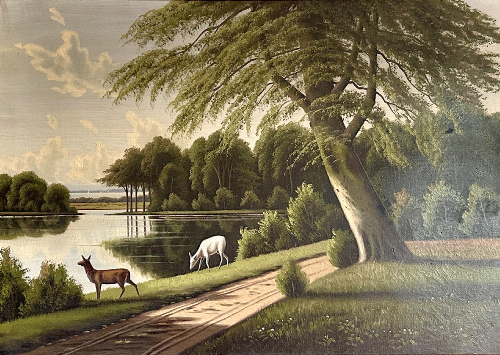 Large Oil on Canvas Depicting  a Park Scene  View II