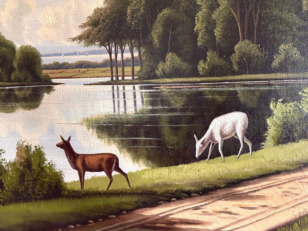 Large Oil on Canvas Depicting  a Park Scene  View III