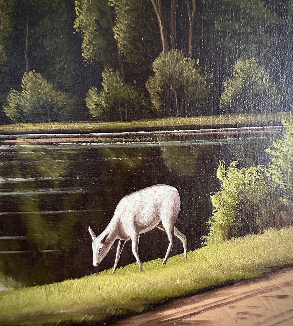 Large Oil on Canvas Depicting  a Park Scene  View V