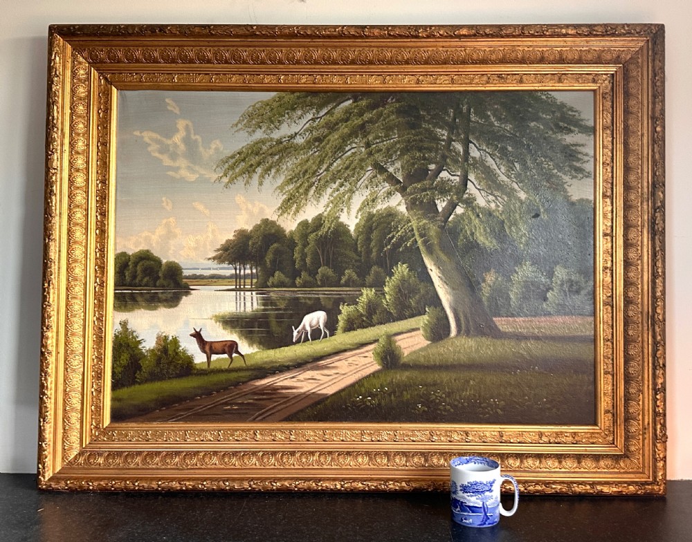 Large Oil on Canvas Depicting  a Park Scene  View VI