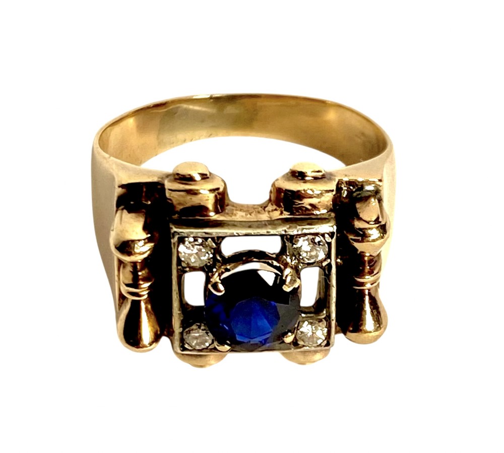 Sapphire and Diamond Rose Gold Ring 
