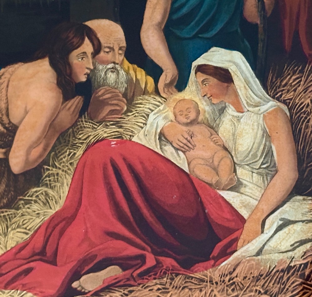 Regency Reverse Lithograph Print on Glass of The Nativity. View III