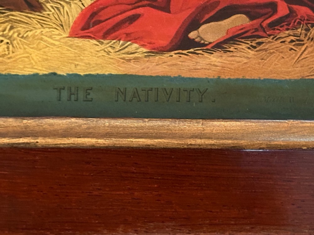 Regency Reverse Lithograph Print on Glass of The Nativity. View IV
