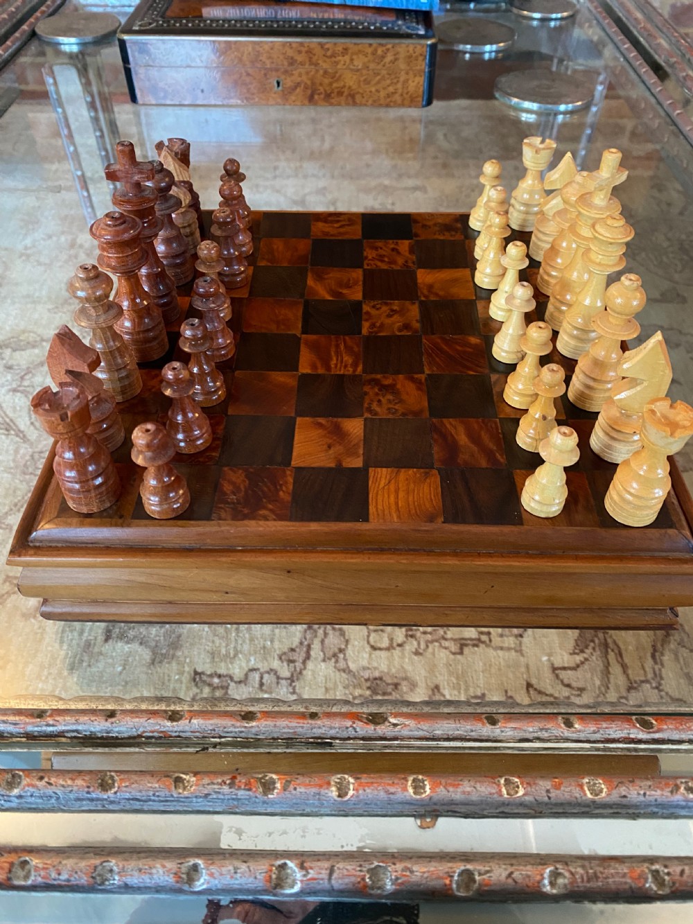 Antique Walnut and Rosewood Chess Set. View VIII