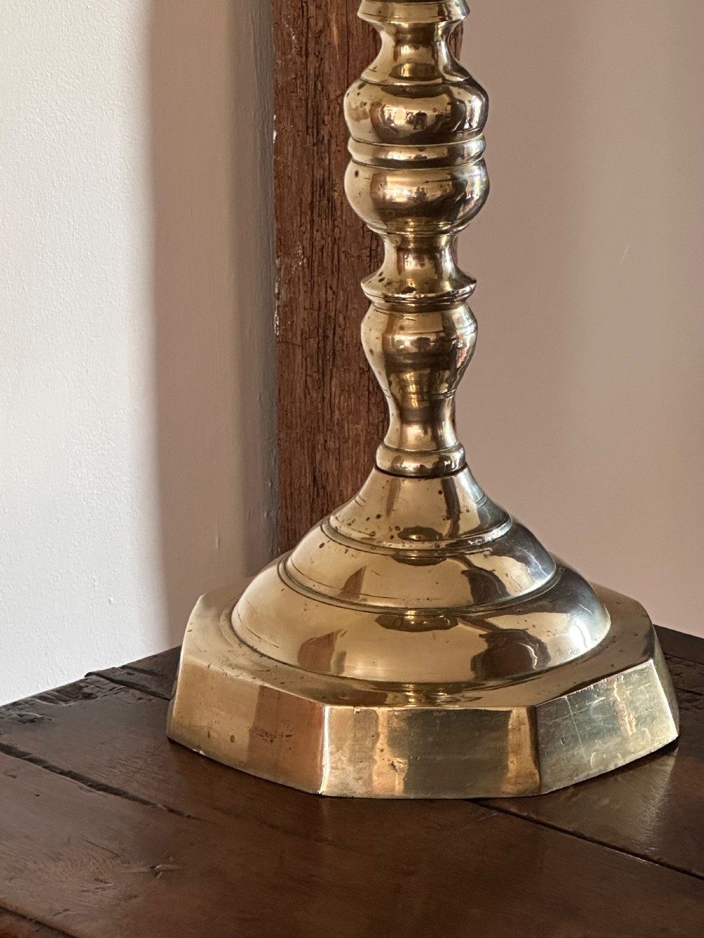 Dutch Pair of Brass Church Candlesticks of Large  Proportion View III
