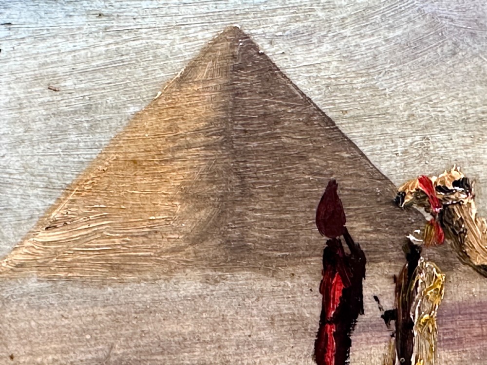 Grand Tour Oil Painting of Camels and Pyramid in the Desert View IV