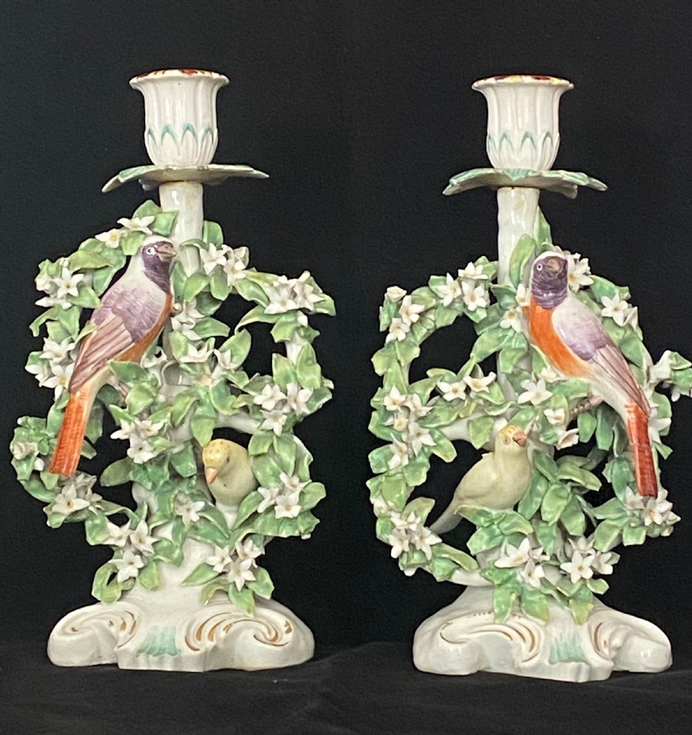 18th Century Derby Pair of Candelabra