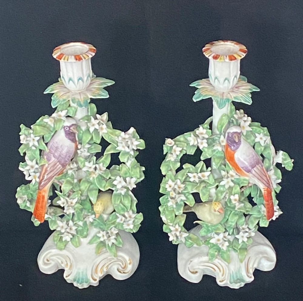 18th Century Derby Pair of Candelabra View II