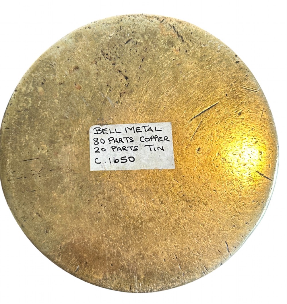 An eighteenth-century cast brass pestle and mortar featuring diagonal carved fluting around the main bowl and a flared rim. View IV