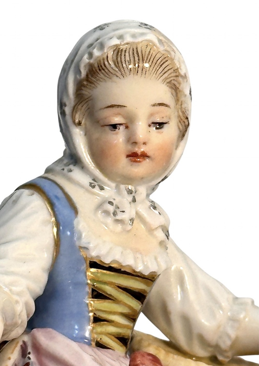 Meissen Figure of Girl Feeding her Chickens View VI