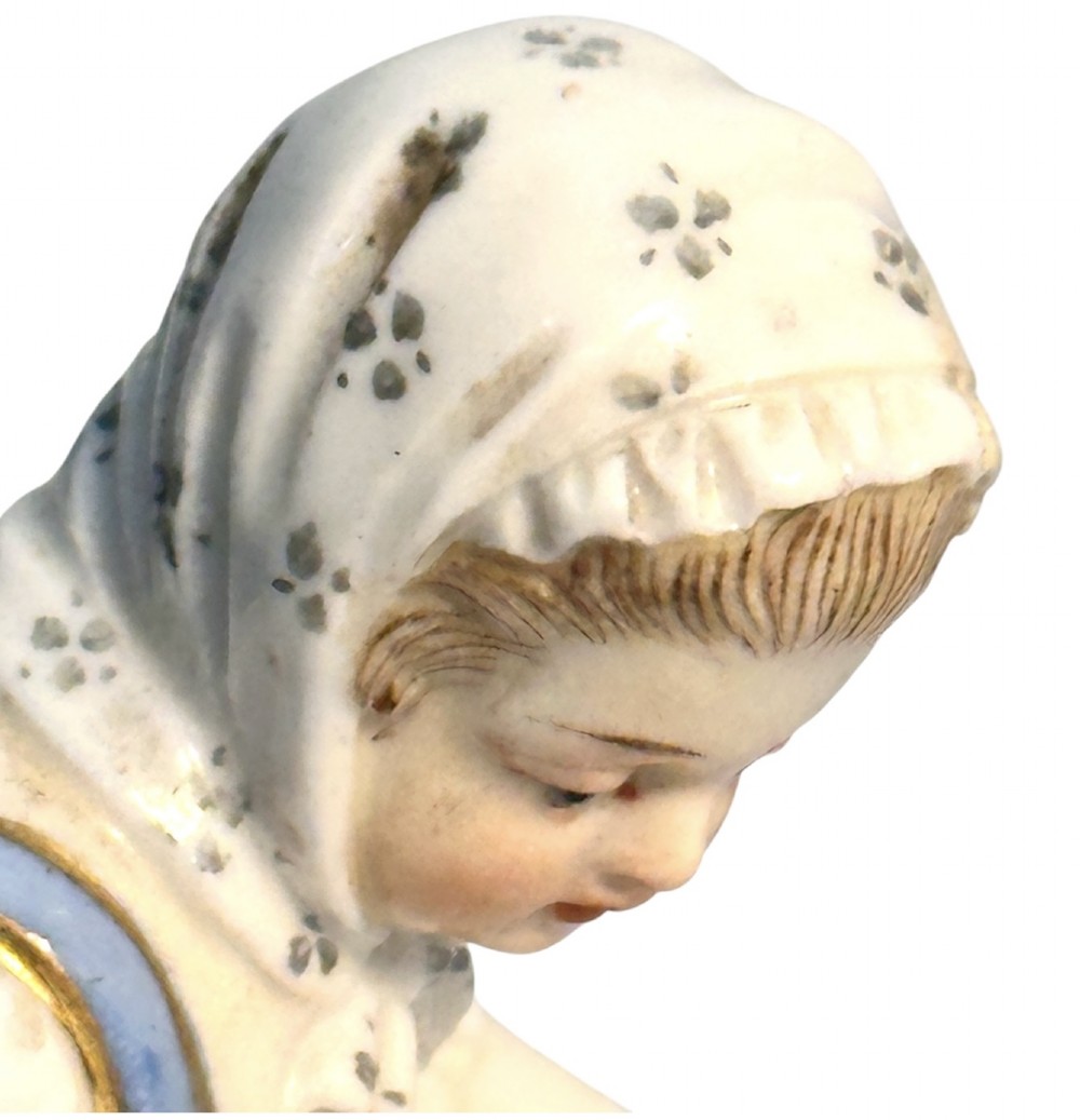 Meissen Figure of Girl Feeding her Chickens View XI