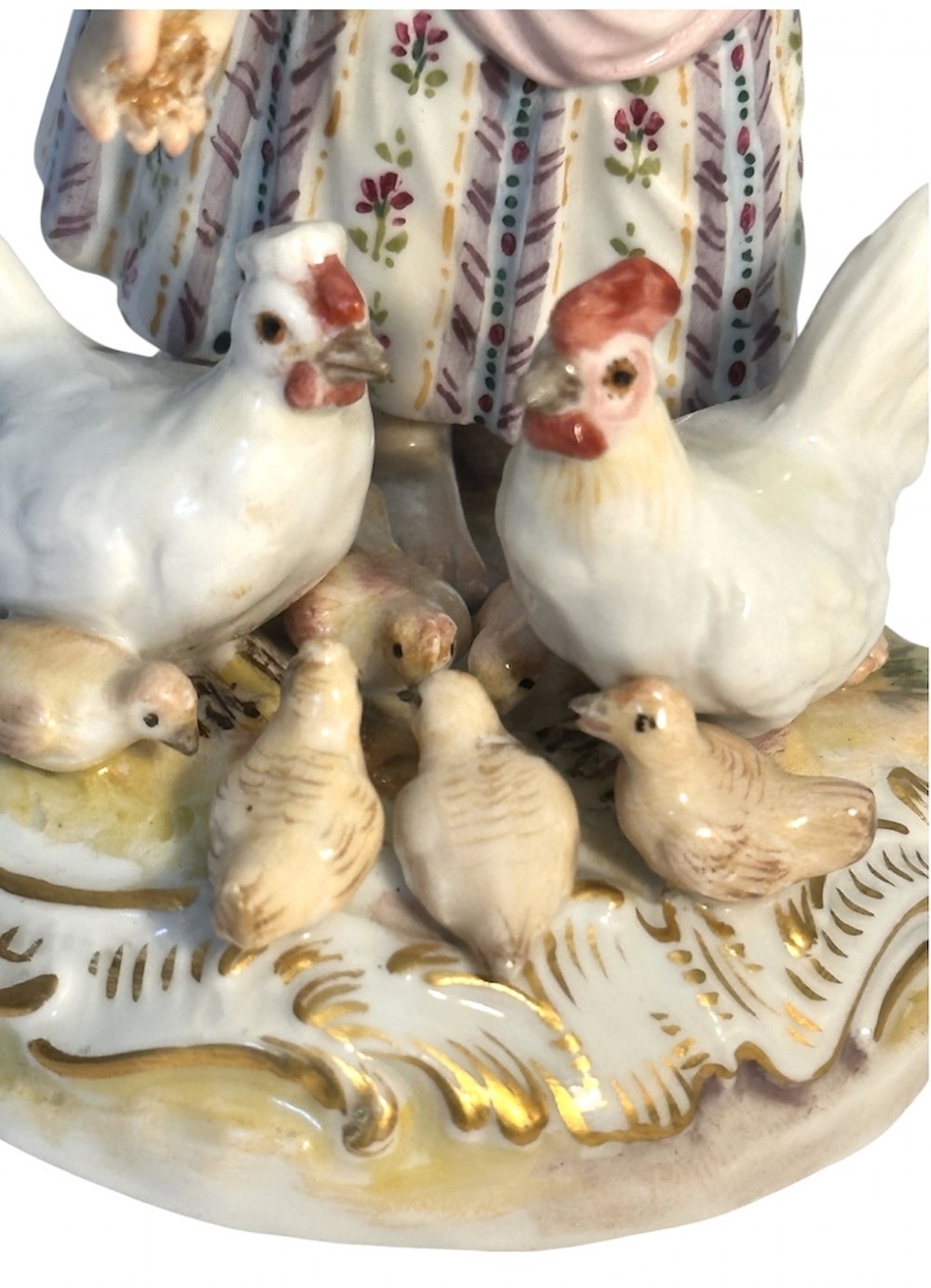 Meissen Figure of Girl Feeding her Chickens View XII