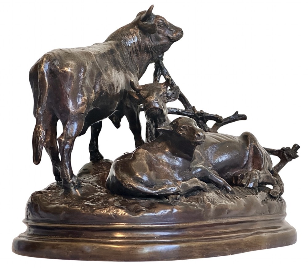Bronze Cattle Family after Jules Moigniez (1835 1894) View II