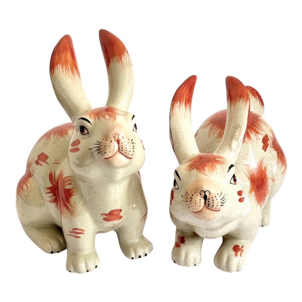 Pair of large Staffordshire Hares