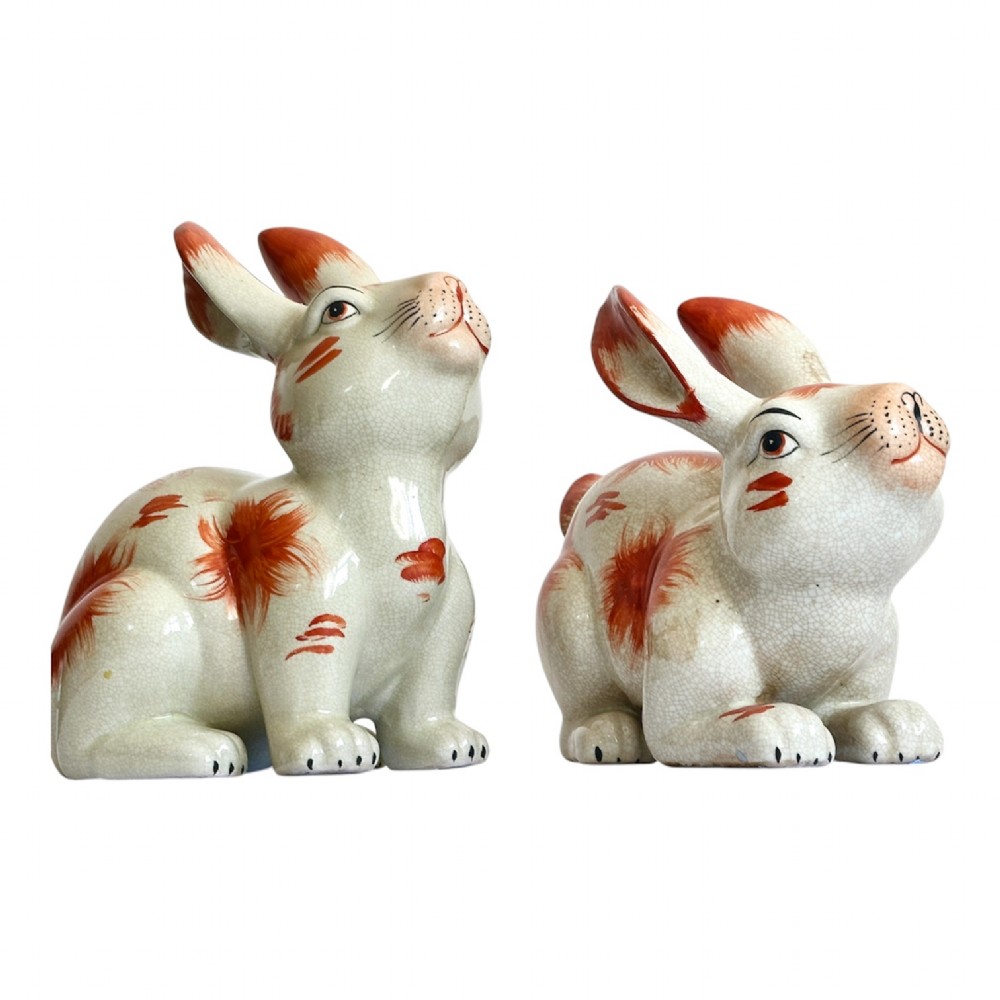 Pair of large Staffordshire Hares View III