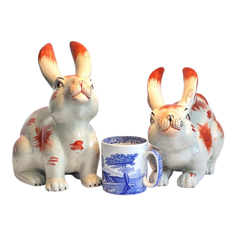 Pair of large Staffordshire Hares View VIII