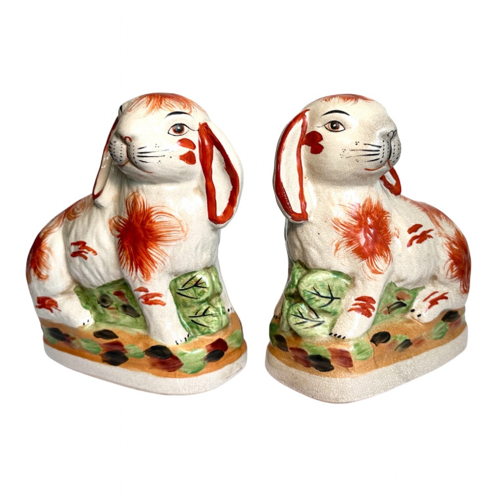 Pair of Staffordshire Rabbits of Large Proporttion View II