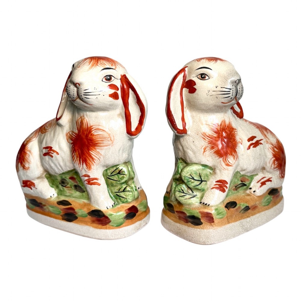 Pair of Staffordshire Rabbits of Large Proporttion View III
